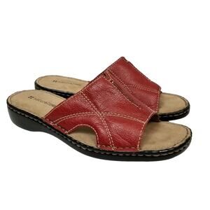 Naturalizer Women's Cadell Red Leather Slides Sandals Size 7